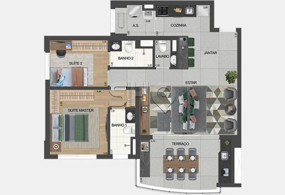 Apartamento Lançamentos com 1 quarto, 50m² - Foto 14