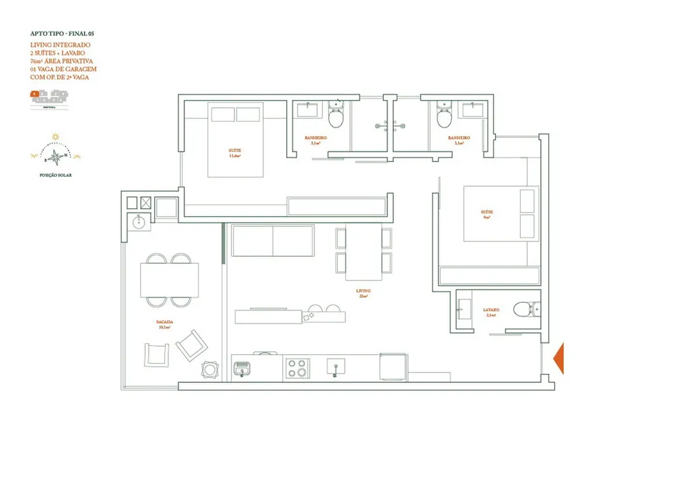 Apartamento, 2 quartos, 78 m² - Foto 1