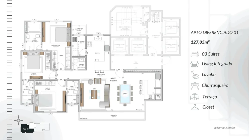 Apartamento, 3 quartos, 127 m² - Foto 4