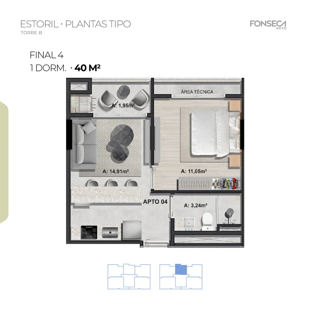 Apartamento, 1 quarto, 40 m² - Foto 1