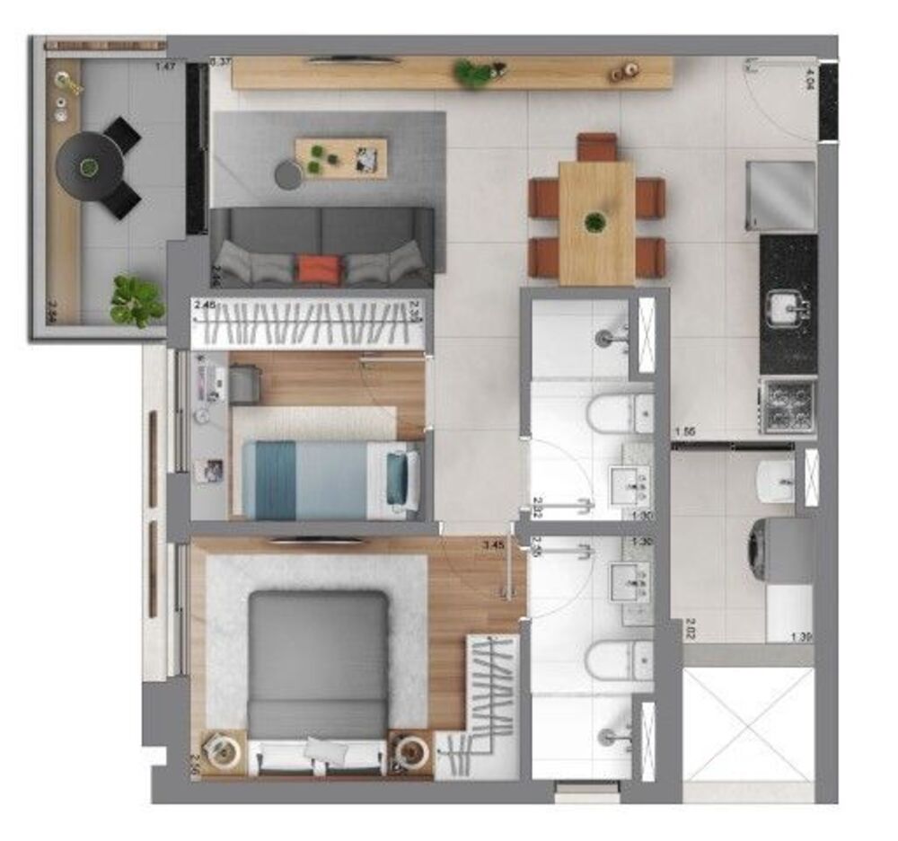 Apartamento, 1 quarto, 35 m² - Foto 2