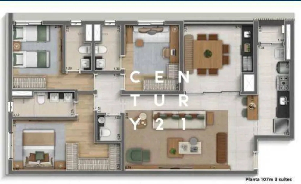 Apartamento, 3 quartos, 107 m² - Foto 2