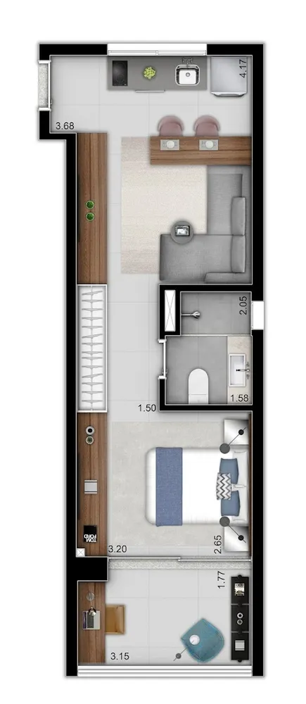 Apartamento, 1 quarto, 33 m² - Foto 1