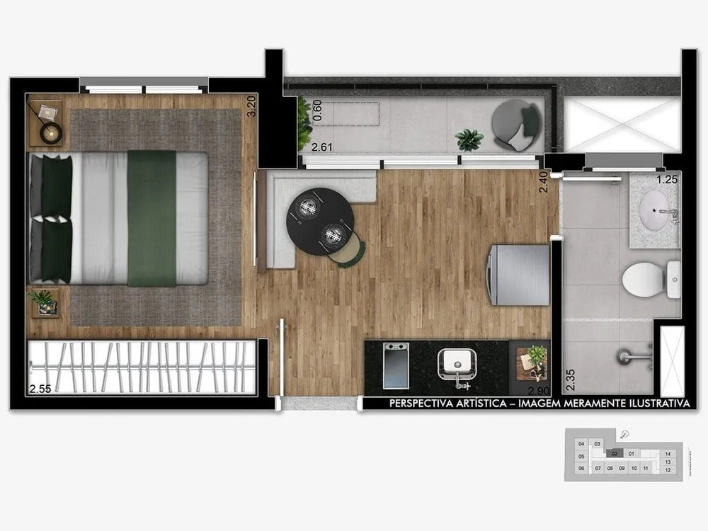 Apartamento, 1 quarto, 28 m² - Foto 13