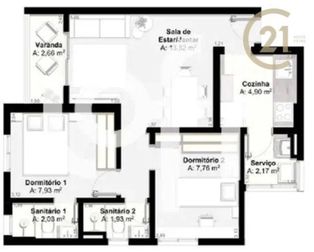 Apartamento, 2 quartos, 52 m² - Foto 4
