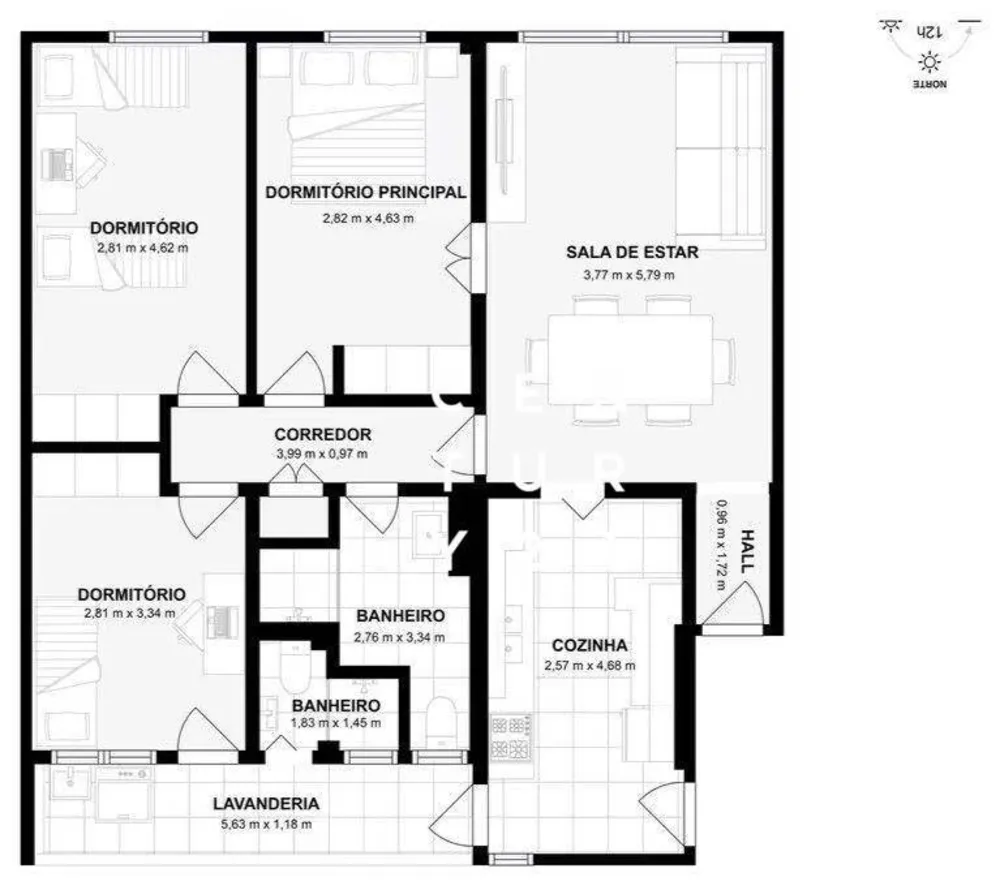 Apartamento, 3 quartos, 105 m² - Foto 1