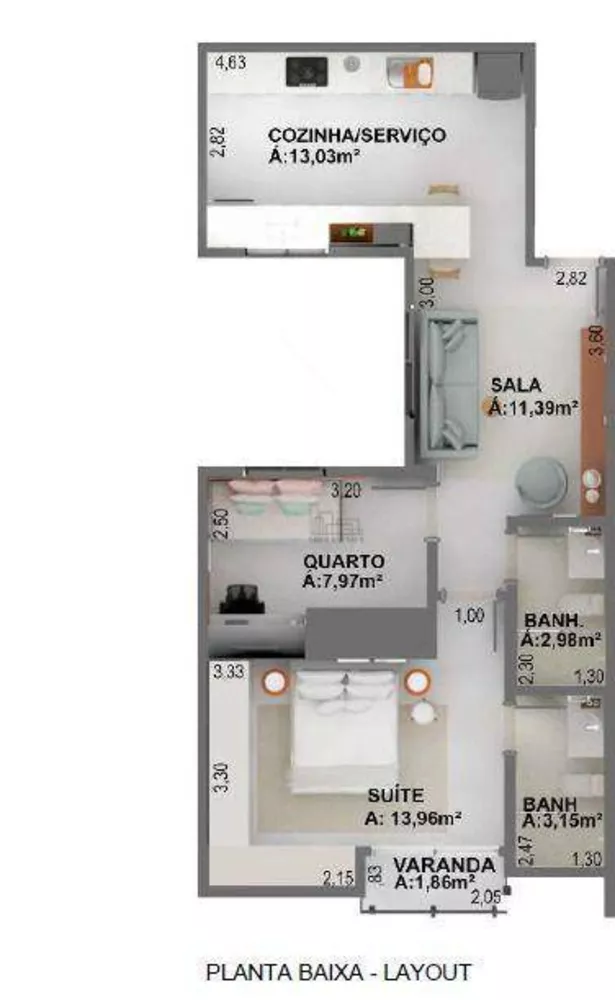 Apartamento, 2 quartos, 70 m² - Foto 3