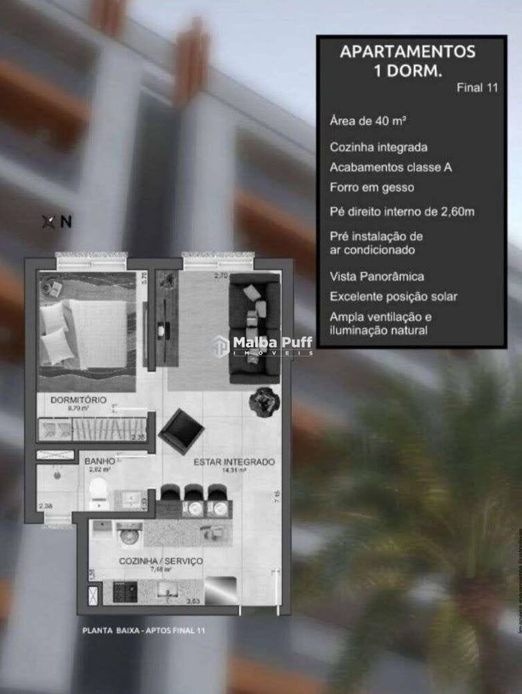 Apartamento, 1 quarto, 42 m² - Foto 1