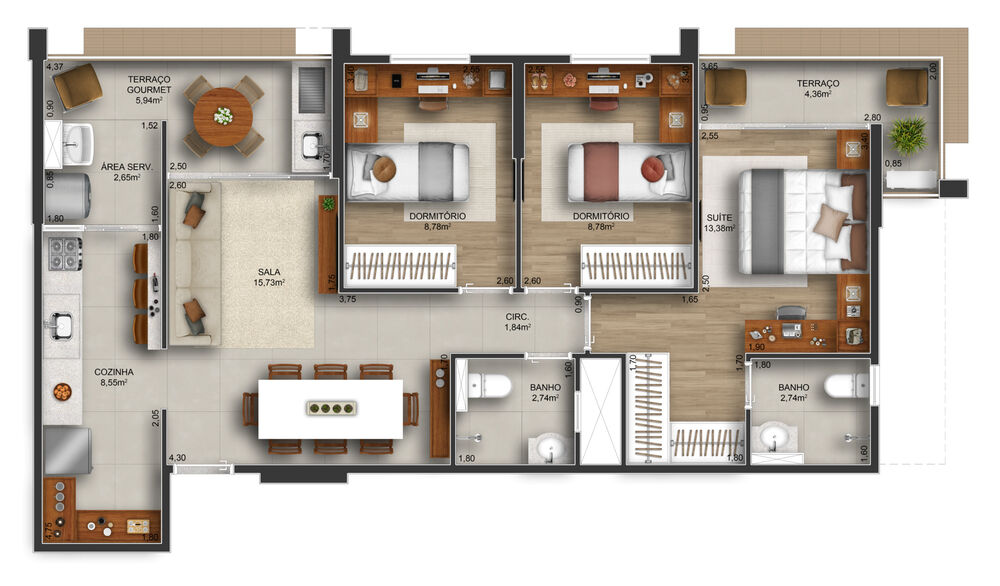 Apartamento, 2 quartos, 74 m² - Foto 8