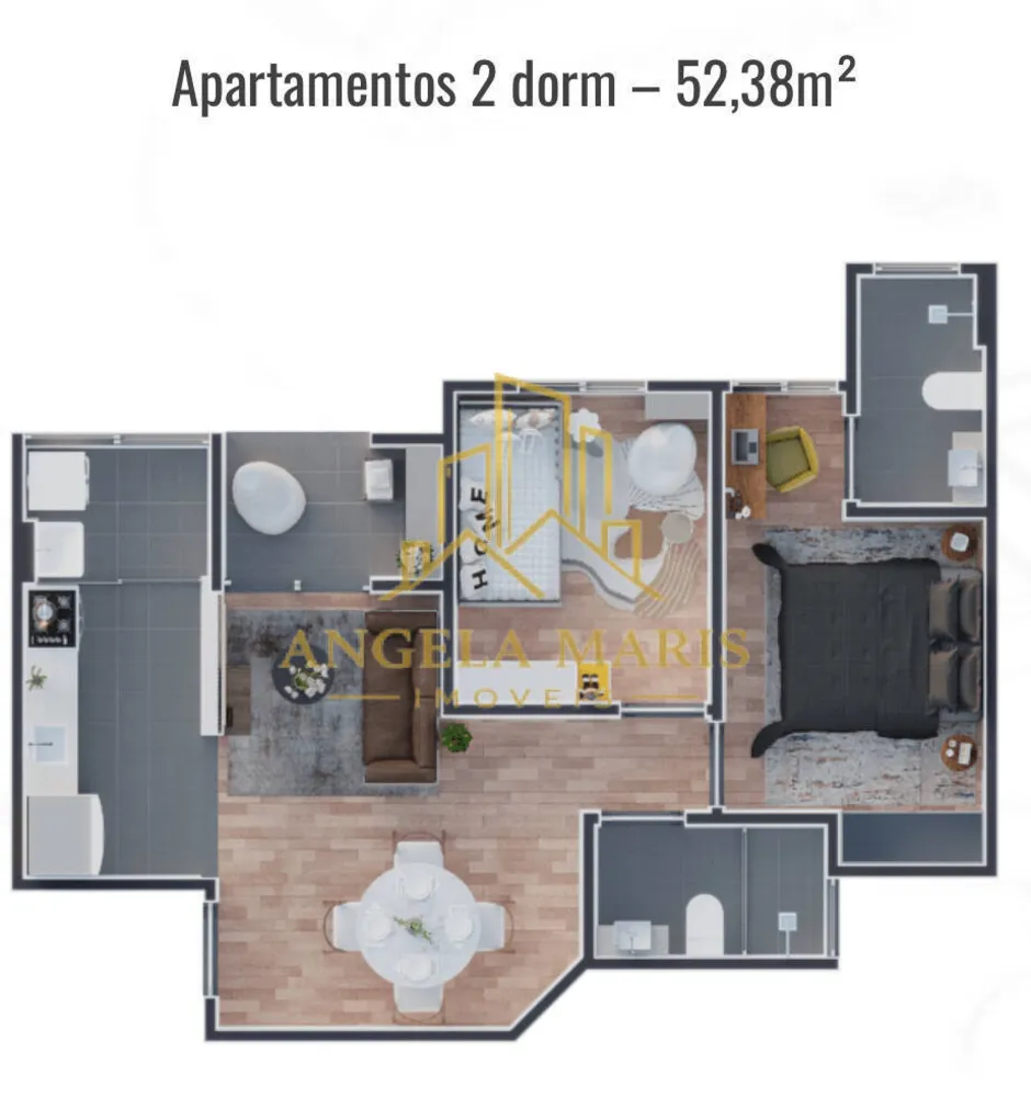 Apartamento, 2 quartos, 52 m² - Foto 3