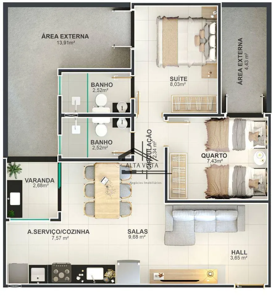 Apartamento, 2 quartos, 56 m² - Foto 13
