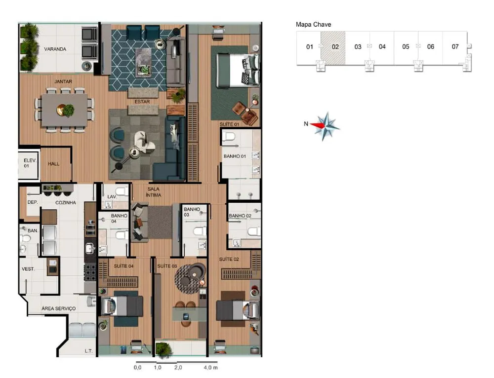 Apartamento, 4 quartos, 191 m² - Foto 2