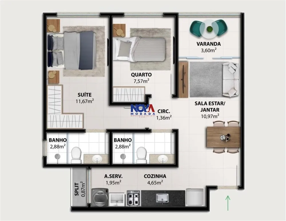 Apartamento, 2 quartos, 56 m² - Foto 12