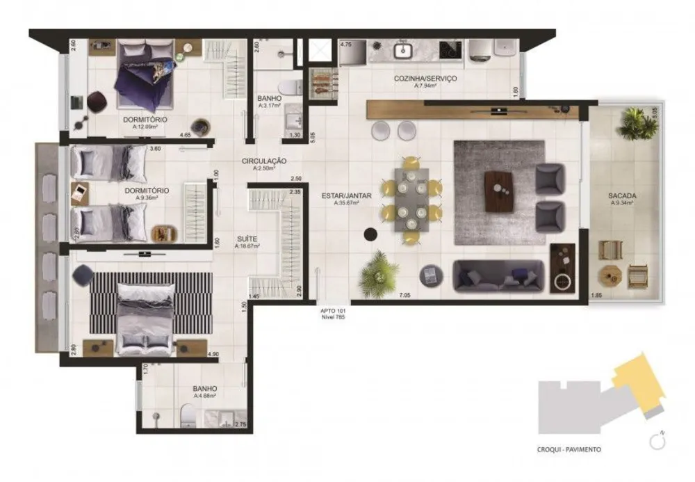Apartamento, 3 quartos, 101 m² - Foto 9