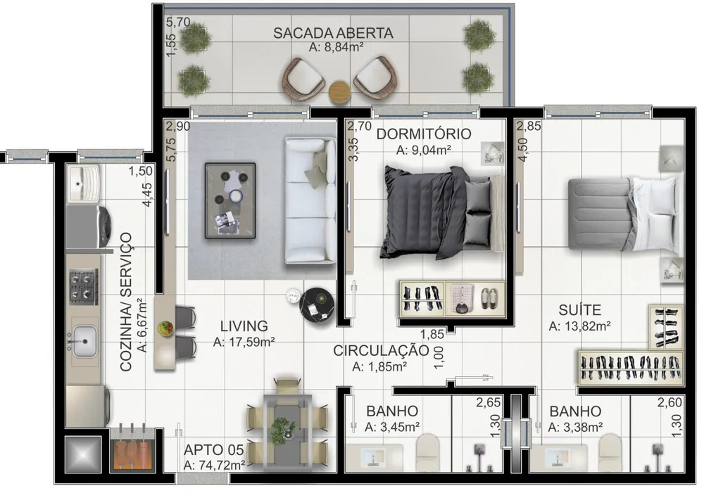 Apartamento, 2 quartos, 84 m² - Foto 4