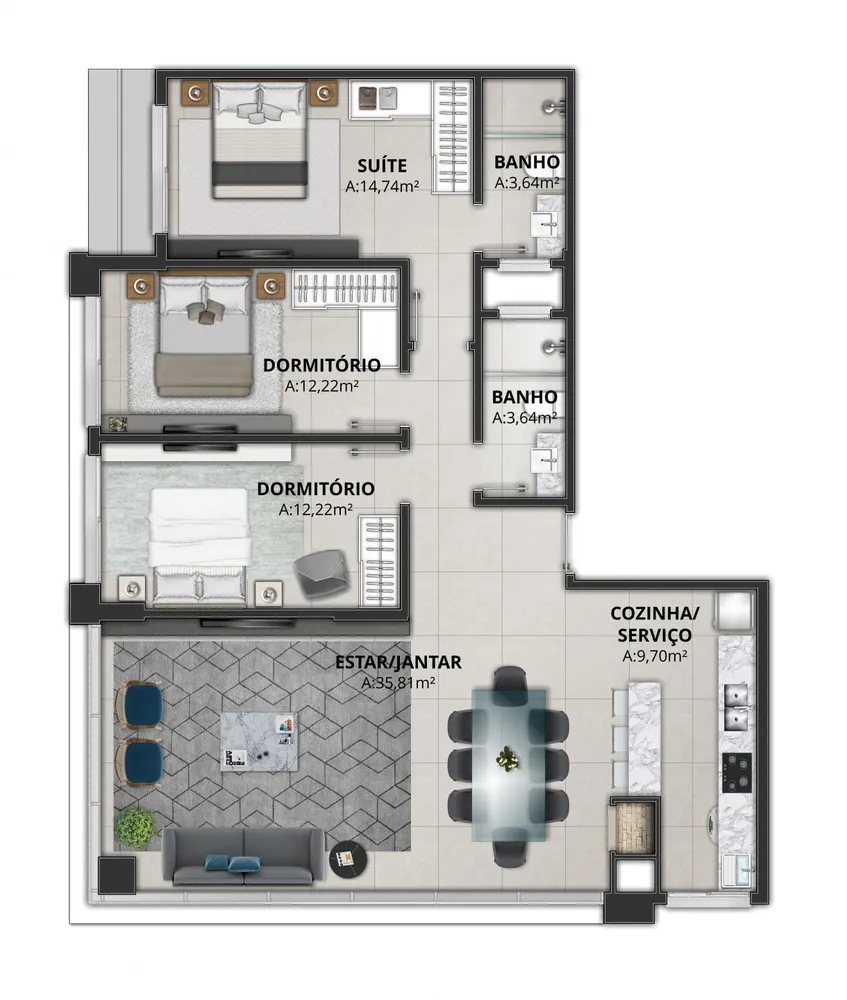 Apartamento, 2 quartos, 90 m² - Foto 10