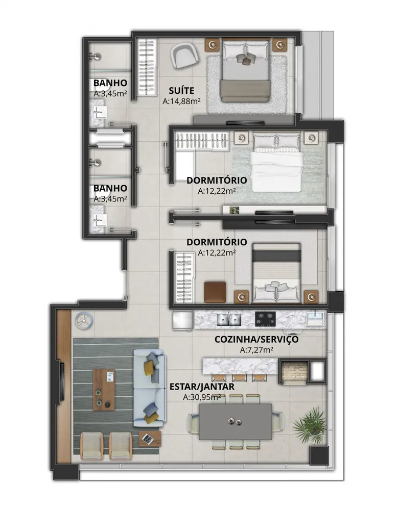 Apartamento, 2 quartos, 90 m² - Foto 9