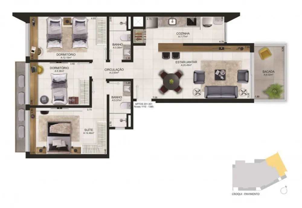Cobertura, 3 quartos, 151 m² - Foto 8
