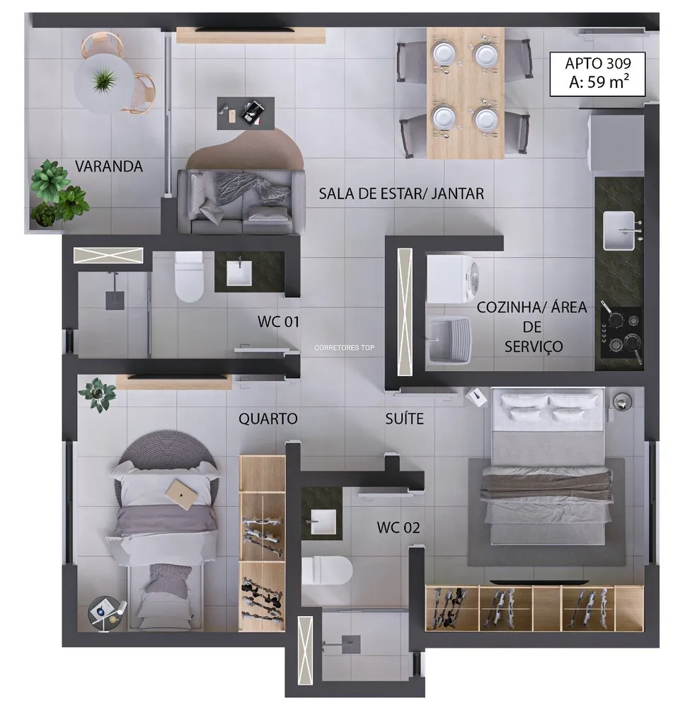 Apartamento, 2 quartos - Foto 1