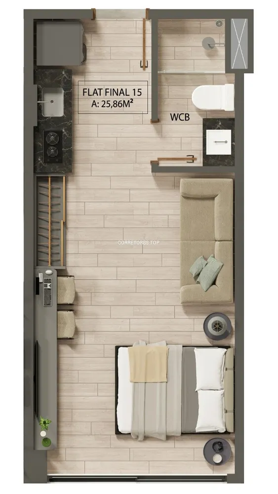 Apartamento, 1 quarto - Foto 6
