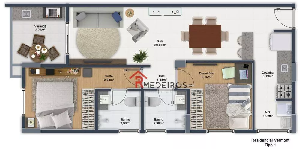 Apartamento à venda com 2 quartos, 67m² - Foto 1