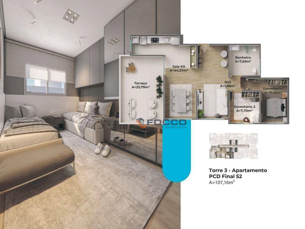 Apartamento, 2 quartos, 53 m² - Foto 2
