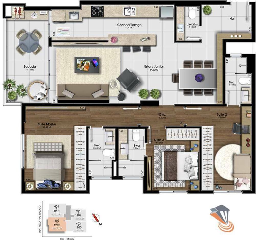 Apartamento, 3 quartos, 129 m² - Foto 3