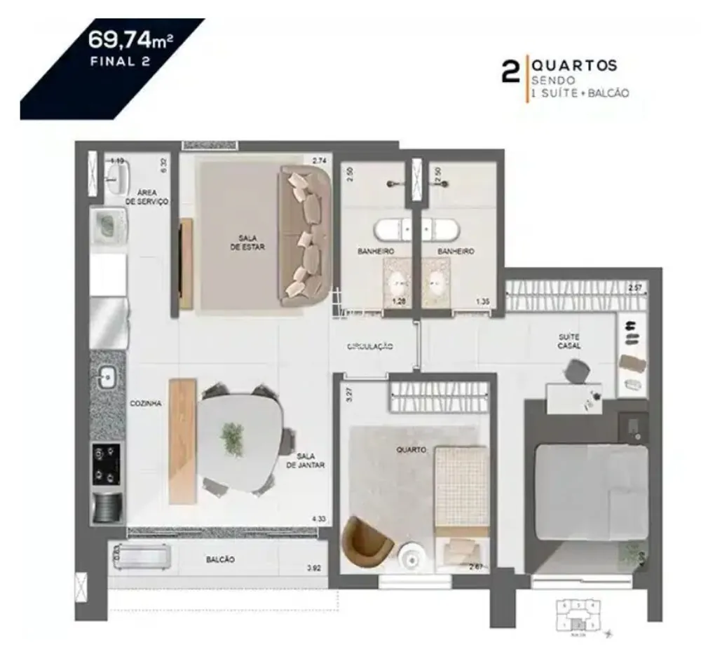 Apartamento, 2 quartos, 69 m² - Foto 4