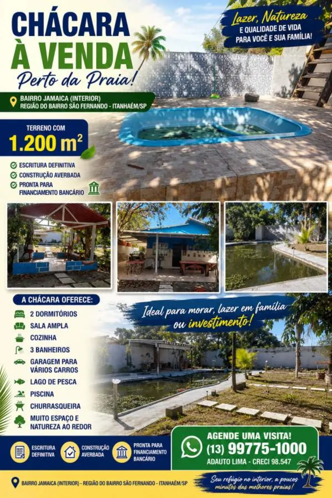 Chácara, 2 quartos, 1200 m² - Foto 1