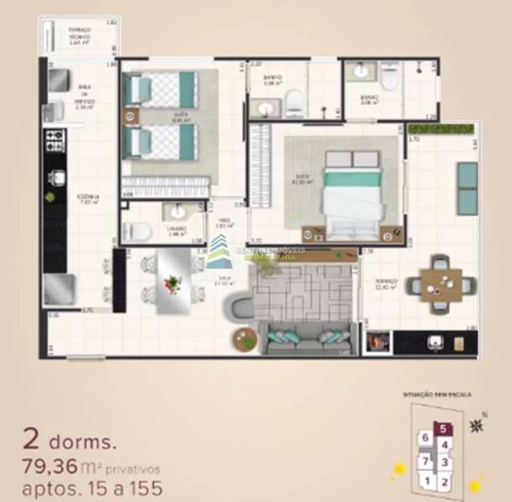 Apartamento à venda com 2 quartos, 79m² - Foto 2