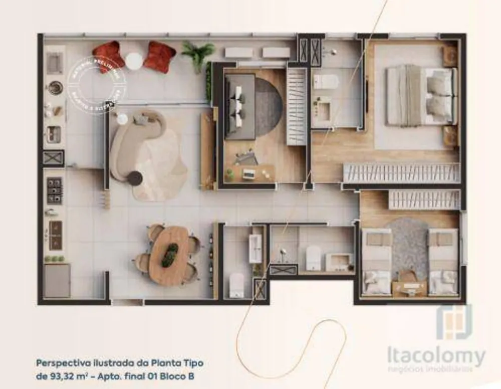 Apartamento, 2 quartos, 90 m² - Foto 1