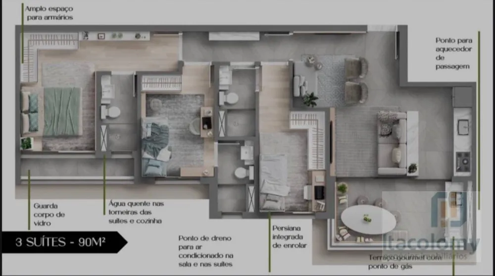 Apartamento, 3 quartos, 90 m² - Foto 1