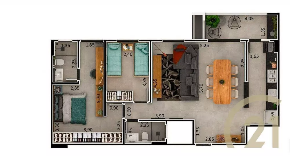 Apartamento à venda com 2 quartos, 80m² - Foto 2