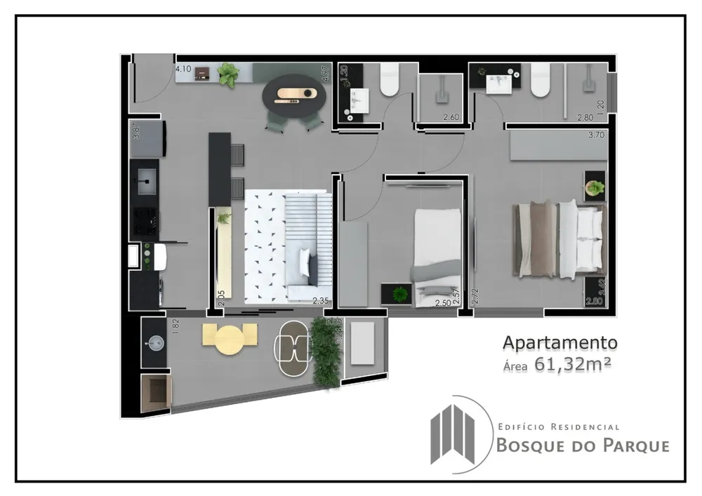 Apartamento, 2 quartos, 61 m² - Foto 3