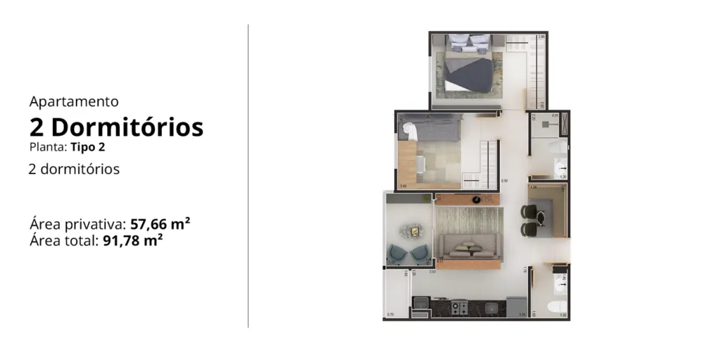 Apartamento, 2 quartos - Foto 2