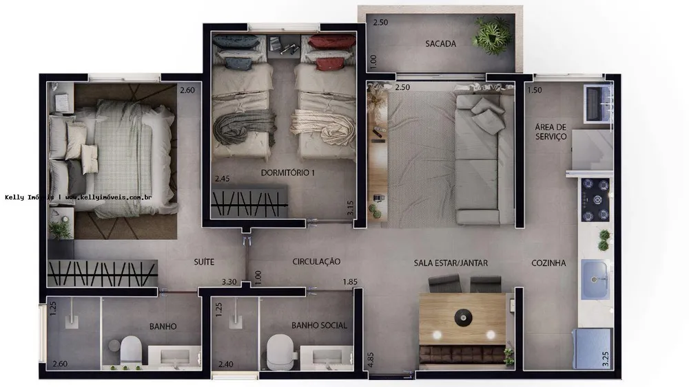 Apartamento, 2 quartos, 61 m² - Foto 1