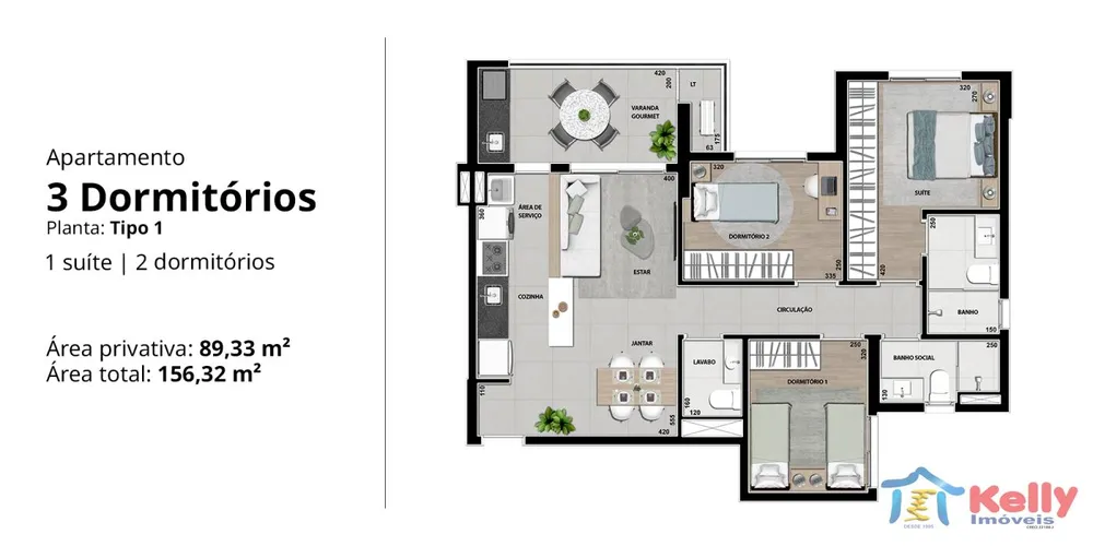 Apartamento, 2 quartos, 74 m² - Foto 1