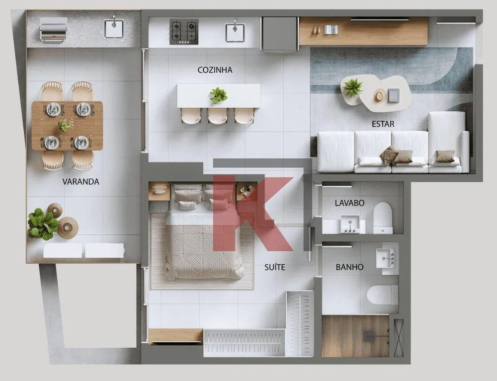 Apartamento, 1 quarto, 58 m² - Foto 1