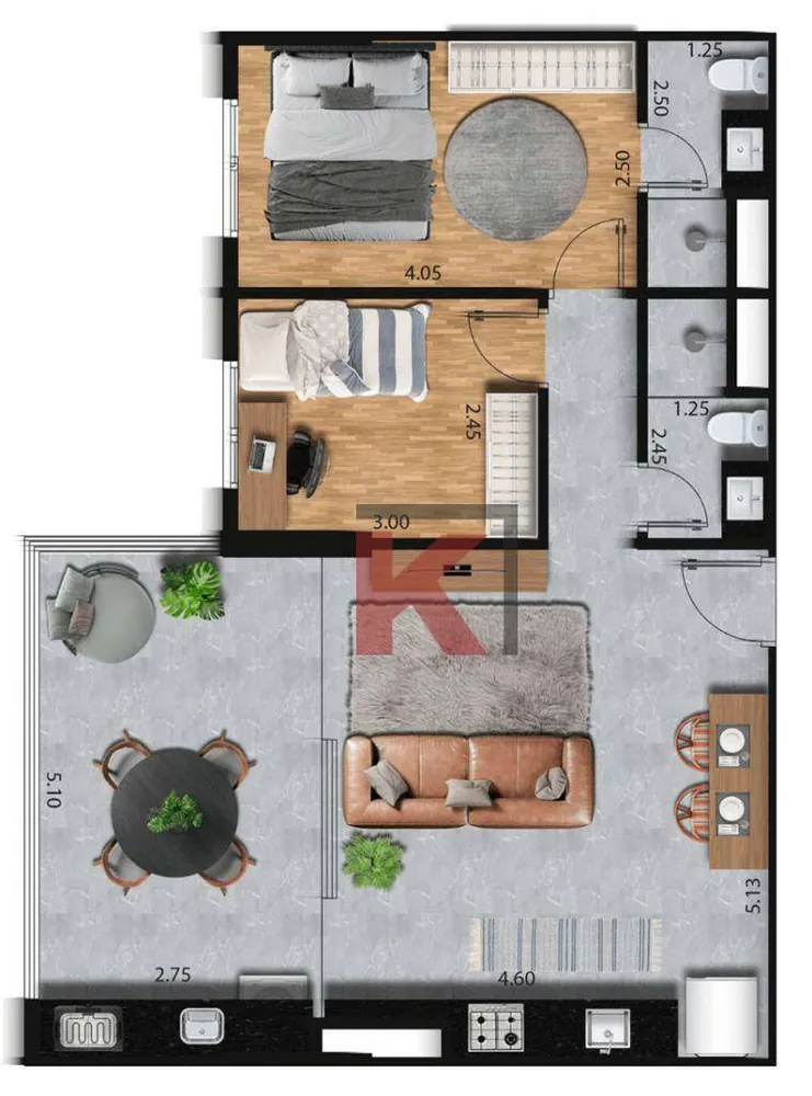 Apartamento, 2 quartos, 70 m² - Foto 2