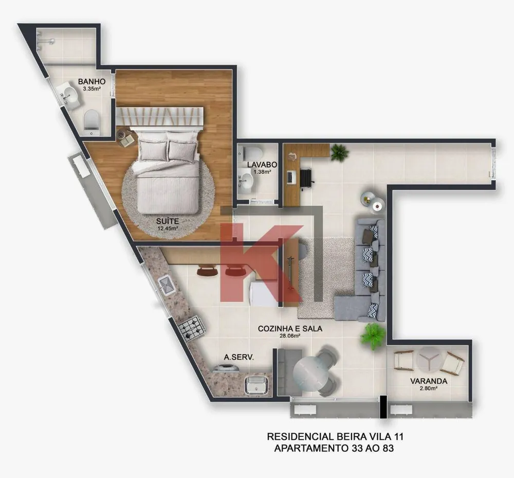 Apartamento, 1 quarto, 57 m² - Foto 4