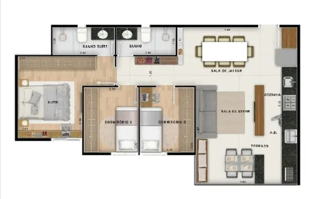 Apartamento, 3 quartos, 65 m² - Foto 1