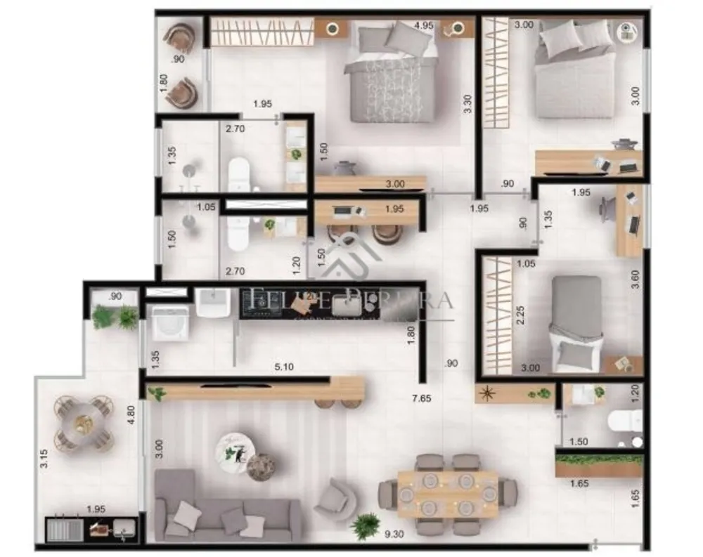 Apartamento, 3 quartos, 103 m² - Foto 3