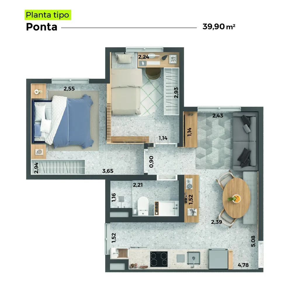 Apartamento, 2 quartos, 39 m² - Foto 12