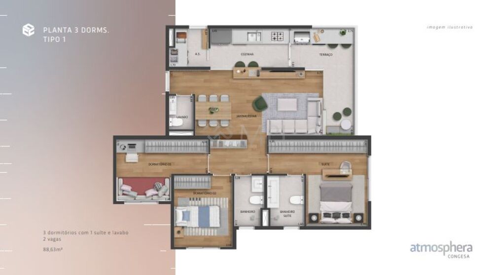 Apartamento à venda com 3 quartos, 89m² - Foto 3