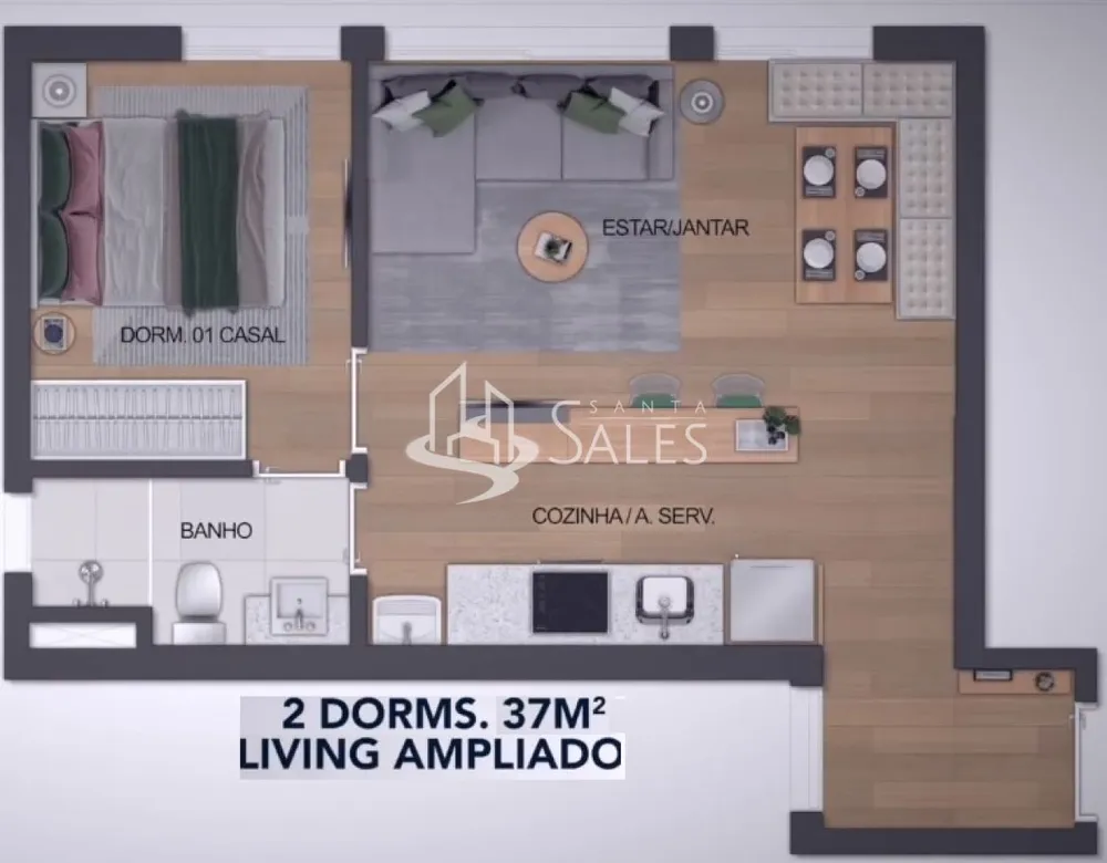 Apartamento, 2 quartos, 37 m² - Foto 16