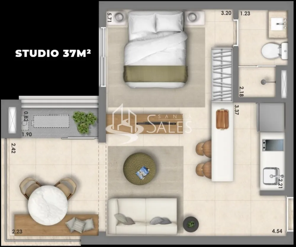 Apartamento, 1 quarto, 37 m² - Foto 3
