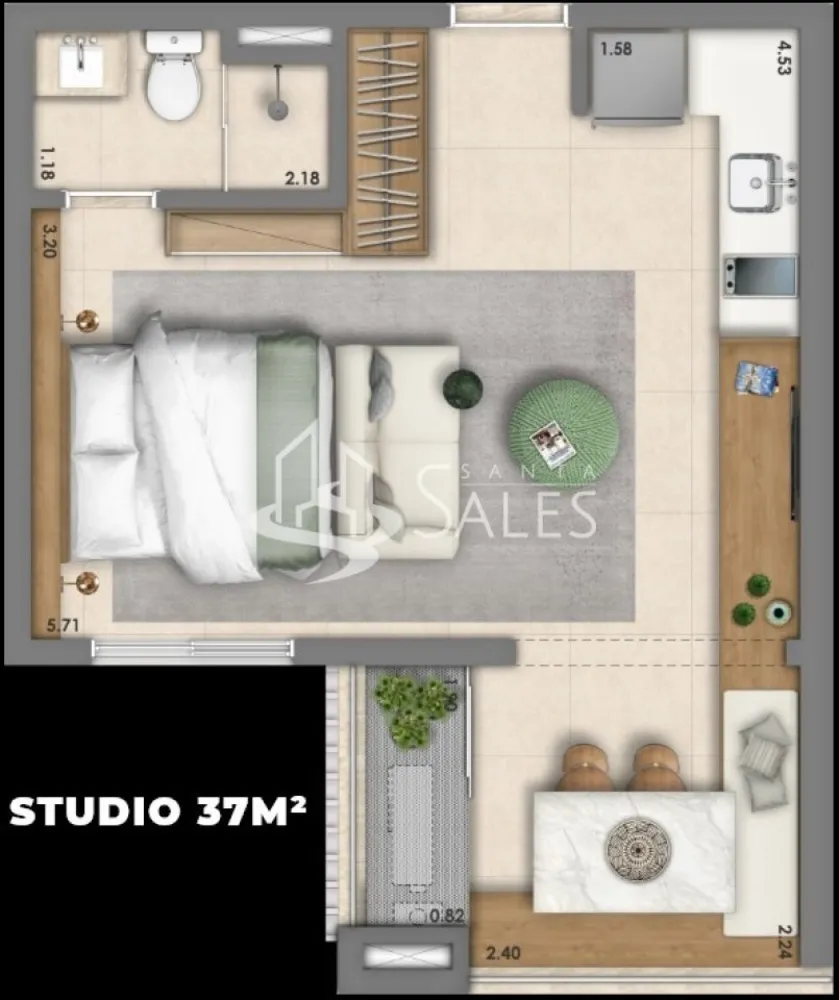 Apartamento, 1 quarto, 37 m² - Foto 2