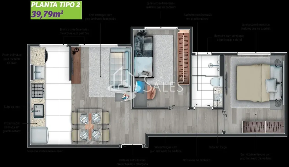 Apartamento, 2 quartos, 45 m² - Foto 12