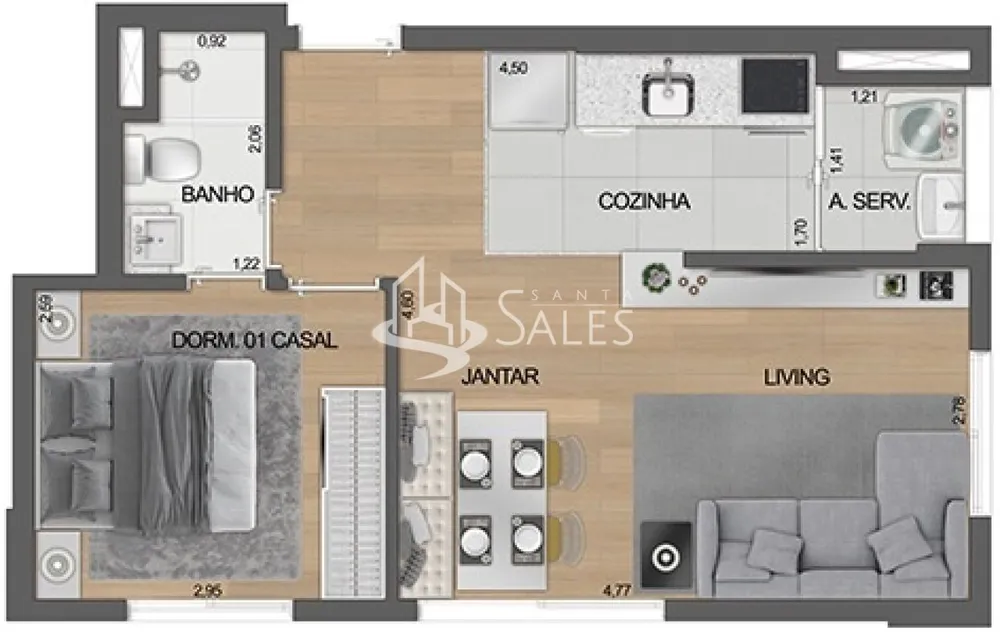 Apartamento, 2 quartos, 38 m² - Foto 8