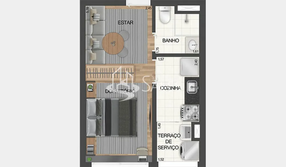 Apartamento, 1 quarto, 30 m² - Foto 12